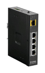 D-Link DIS 100G-5PSW - Switch - unmanaged - 4 x 10/100/1000 (PoE+) + 1 x Gigabit SFP - montabile su rail DIN, montaggio a parete - PoE+ (120 W) - alimentazione CC